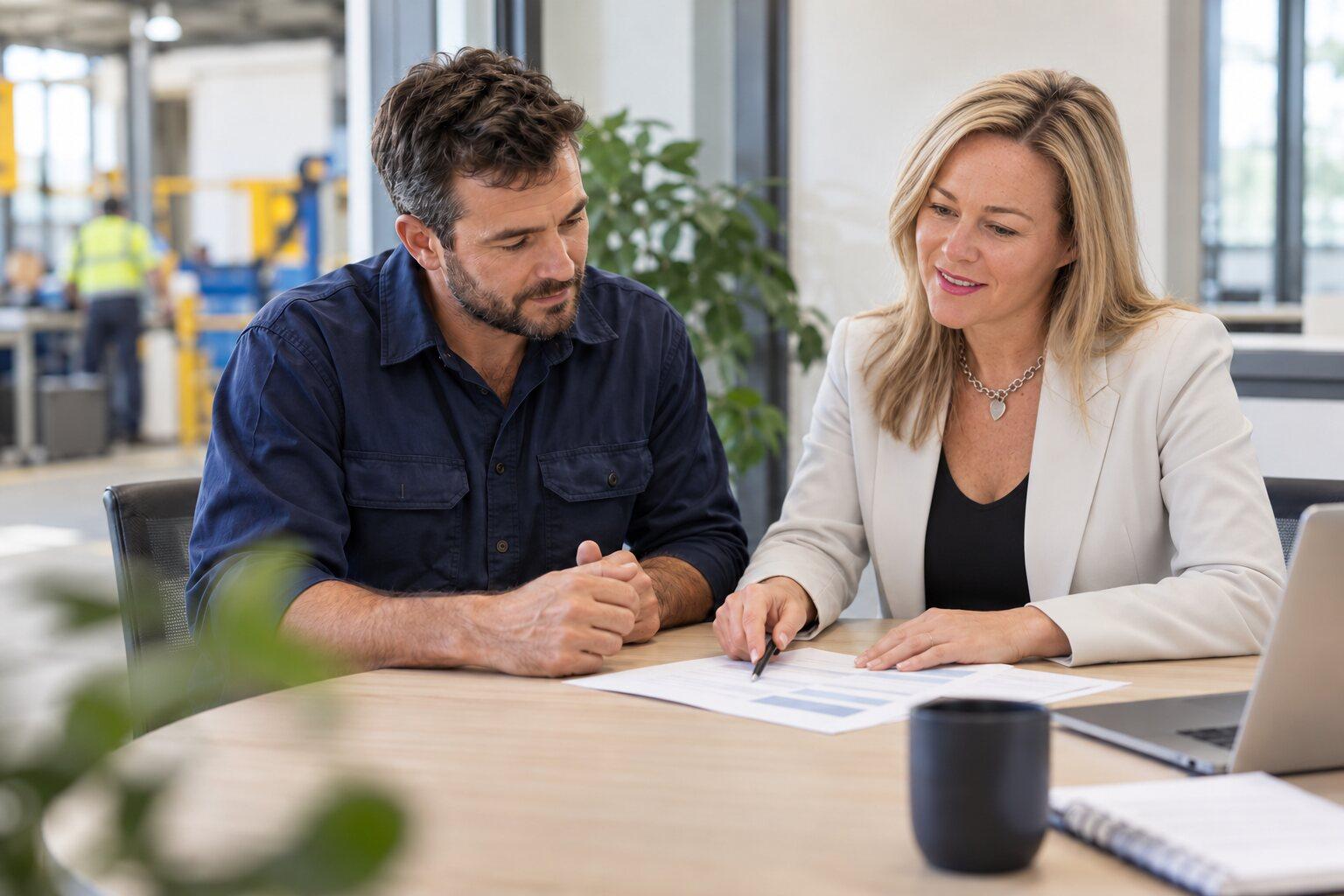 Julie Ring discussing a return to work plan with an employee