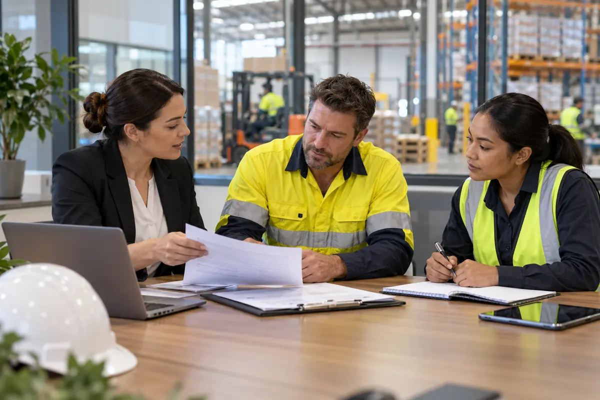 Labour hire and recruitment colleagues coordinating a placement